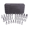TAckLIFE Juego de 33 Piezas de Brocas Torx y Hexagonal 1/4", 3/8", 1/2" en Acero S2 y Cr-V con Estuche de Almacenamiento Duradero