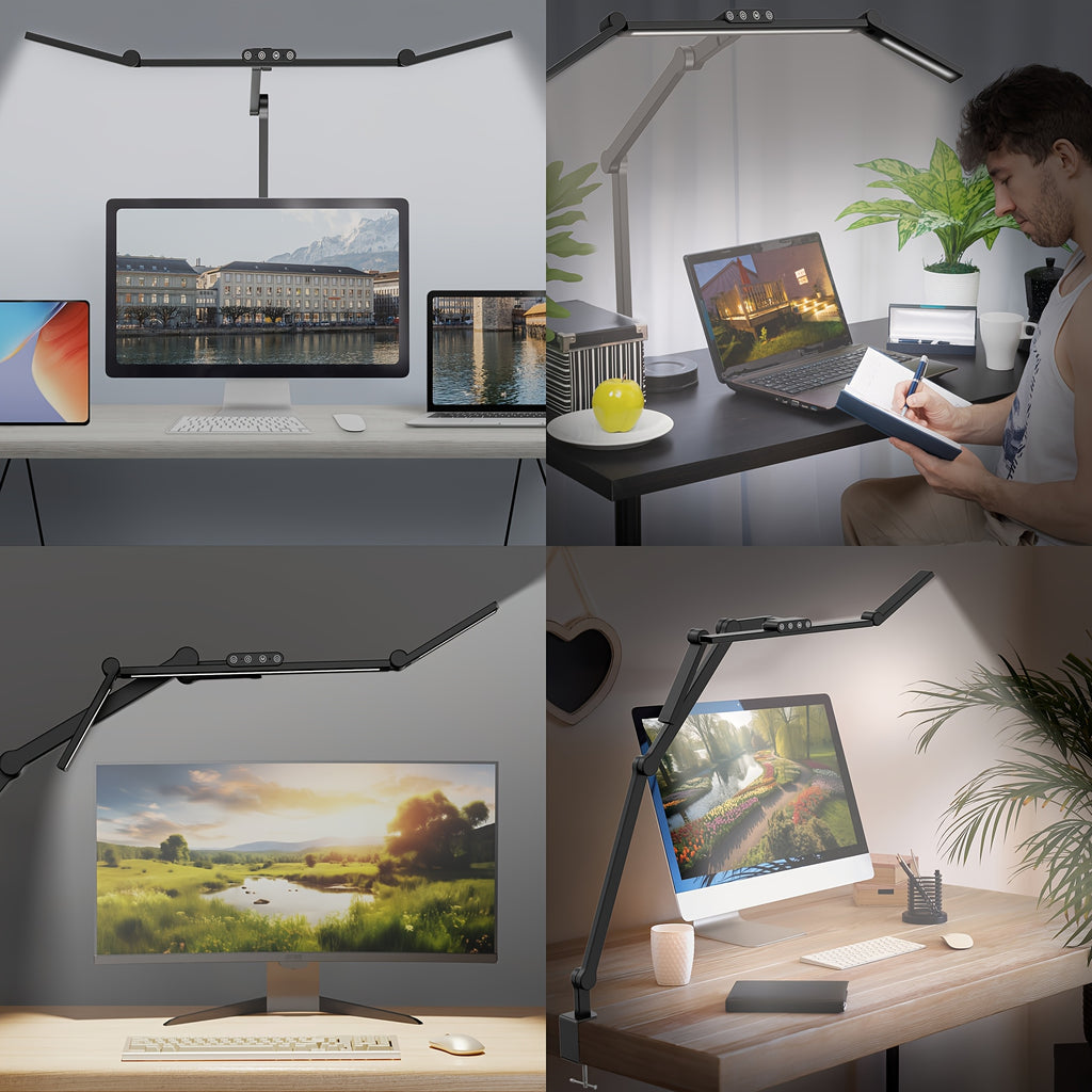 Lámpara de mesa para iluminación de dormitorio y escritorio | 24W y 5 colores y metal y Ajustable