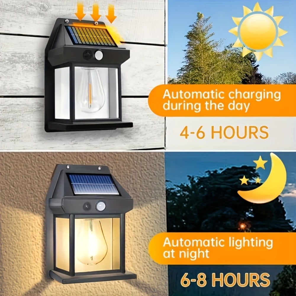 Lámparas solares de pared con sensor de movimiento 8pcs | Calles, patios y áreas exteriores