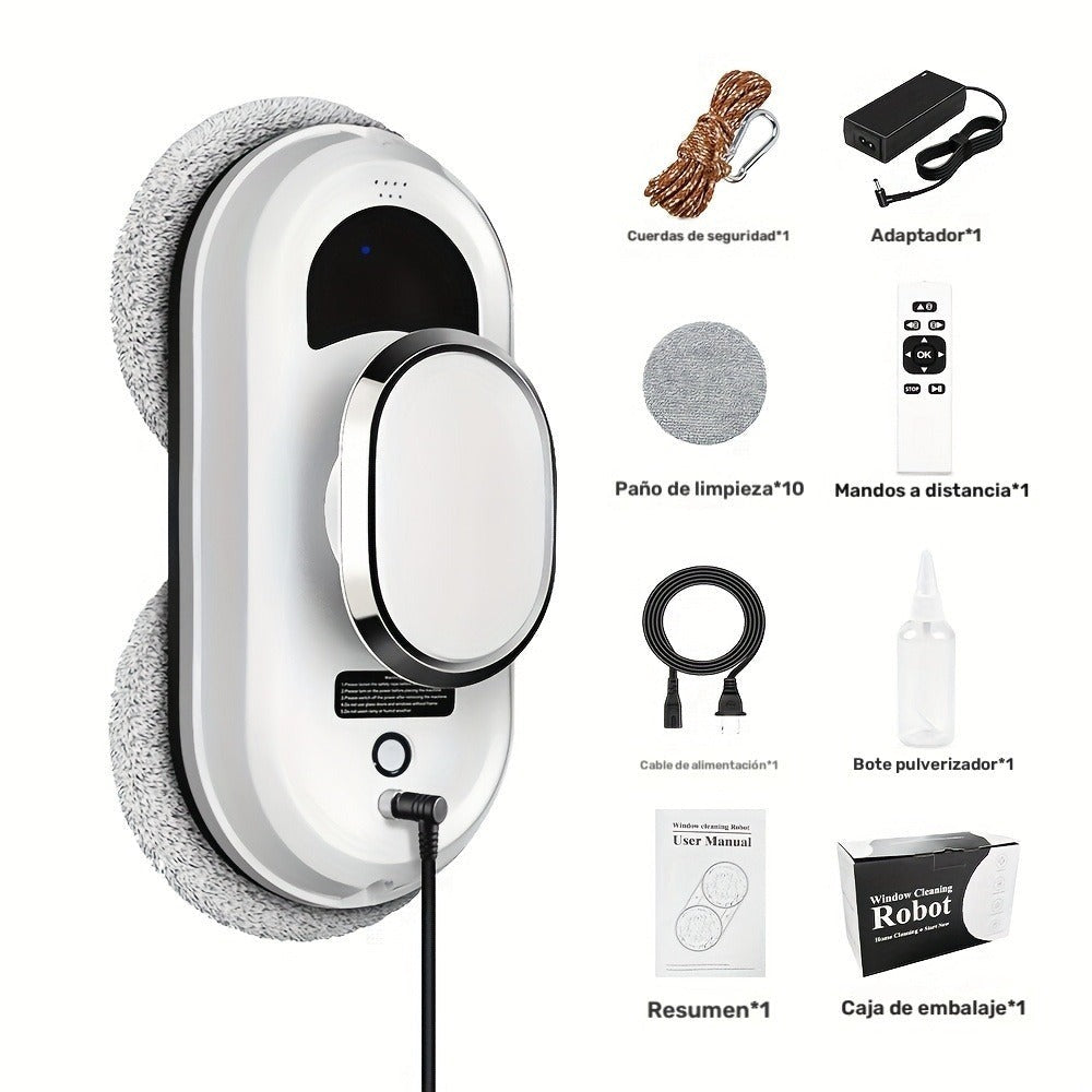 Puruikai 01 Black Friday y Navidad Nuevo Producto: Robot de Limpieza de Ventanas Inteligente desde el Almacén Local, Robot de Limpieza de Vidrios de Ventanas, Dispositivo de Limpieza de Ventanas con Control Remoto y Rociado Automático de Agua, Adecuado pa