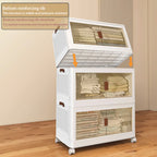 Armario de almacenamiento plegable de plástico resistente extra grande de 50 cm con puertas - Organizador plegable con movilidad de 4 ruedas, diseño de 2/3/4/5 capas, armario de suelo que ahorra espacio con puertas delanteras y superiores transparentes pa