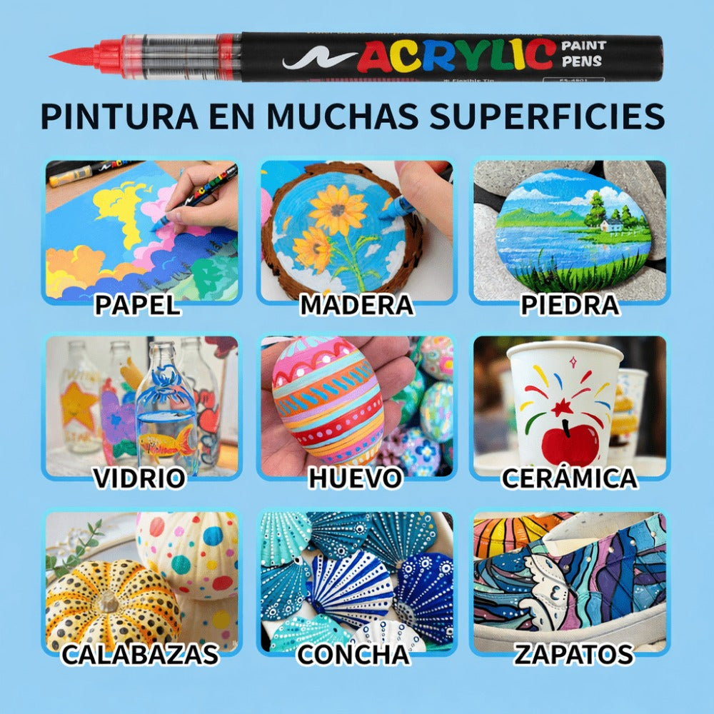 Acrileo Rotuladores/ Marcadores Acrilicos,Punta Suave,Para Uso en, Madera,Lienzo,Piedra,Tela,Vidrio,Manualidades DIY,Proyectos Artisticos,Disponible en 48/60/72/120/168/240 Unidades,Regalo Perfecto,Para Fiestas,Diversion En Grupo, Uso Diario, Diversion En