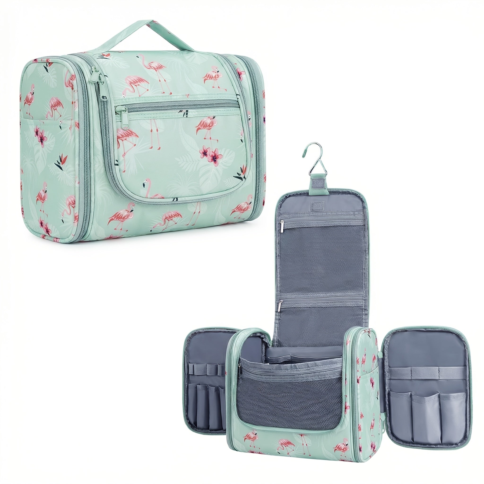 Bolsa de Aseo Colgante con Múltiples Bolsillos y Gancho, Organizador de Maquillaje Elegante para Mujeres y Hombres, Cierre de Cremallera Duradero, Diseño con Asa Superior, Bolsa de Viaje para Aseo, Regalo de Navidad