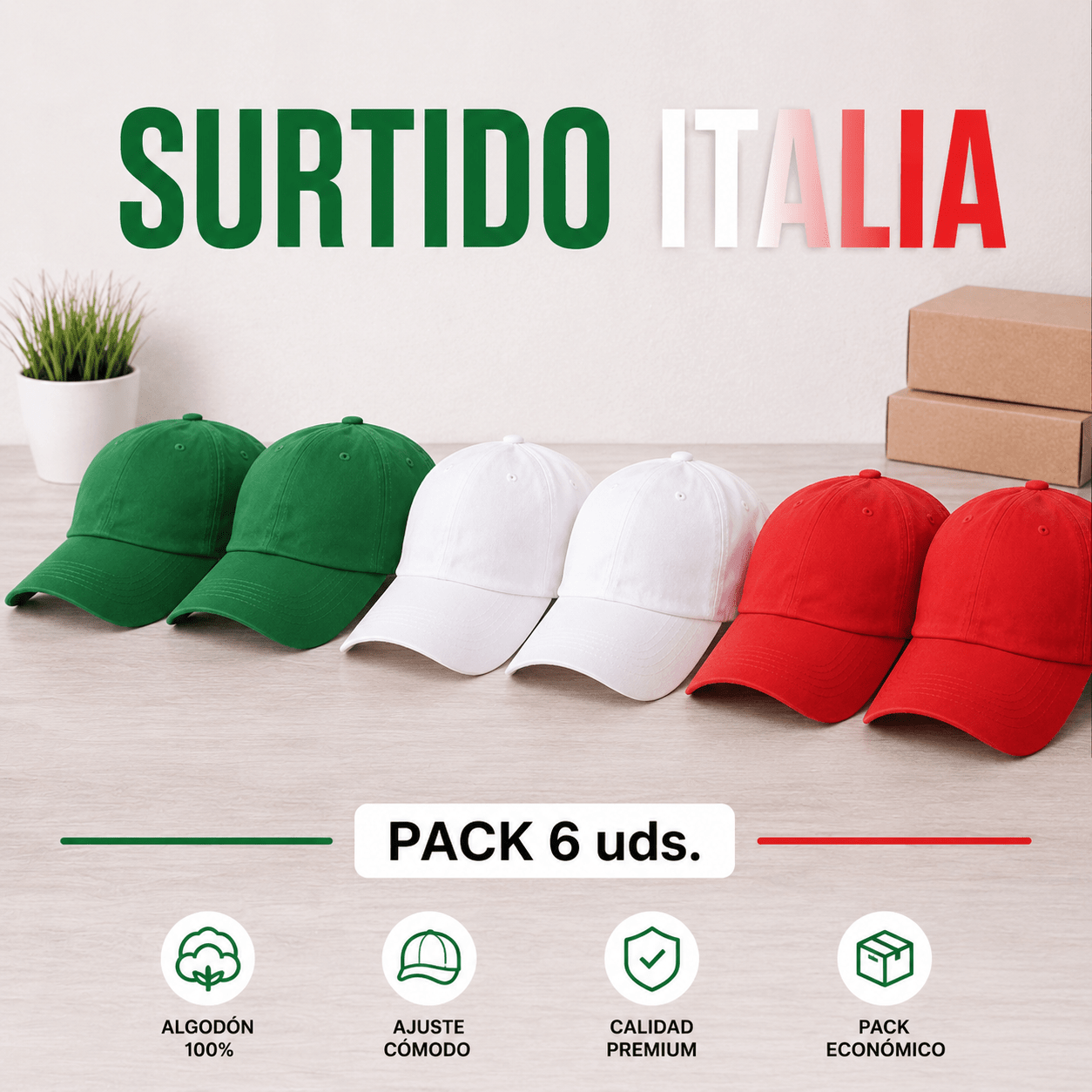PACK DE 6 GORRAS