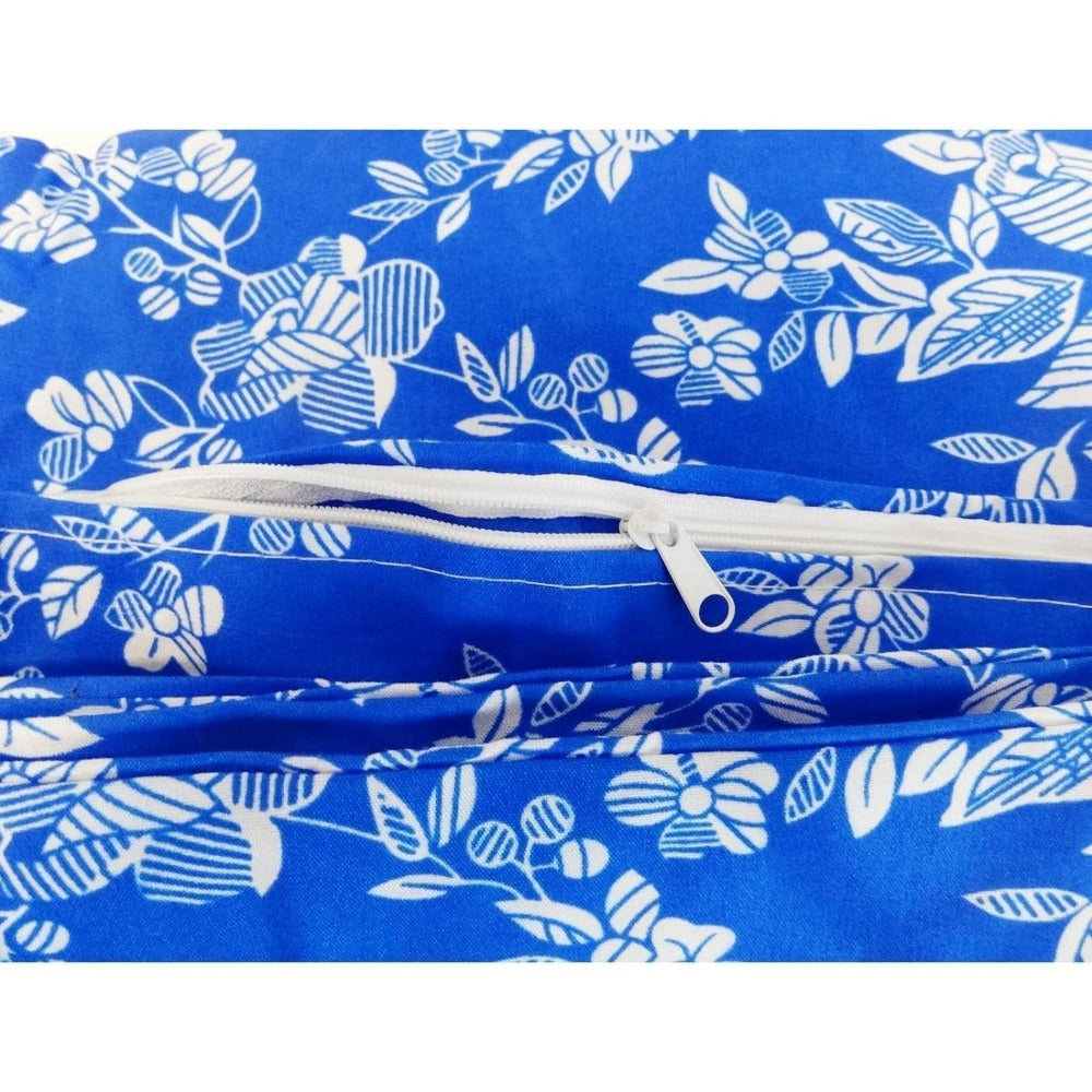 Funda de colchón totalmente cubierta con cierre de cremallera. Fácil de colocar, duradero, suave y cómodo 100% poliéster. Impreso en azul