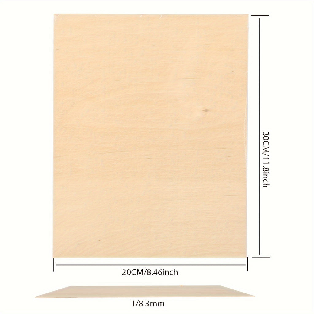 4 Paquetes de Láminas de Contrachapado de Madera Natural Cortadas con Láser - Compatibles Pre-Probadas para Corte CNC, Pintura y Manualidades DIY con Cara de Grano Natural, Tamaño A4 (29.97cm x 21.49cm) Tablero de Manualidades Cortado con Láser Adecuado p