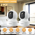 Juego de 2 cámaras inteligentes que funcionan a 5G/2.4Ghz para Wifi, diseñadas para seguridad interior con monitoreo de alta definición, que presentan una cámara de seguridad única para hogares, que ofrece vigilancia de video panorámica de 360°, capacidad