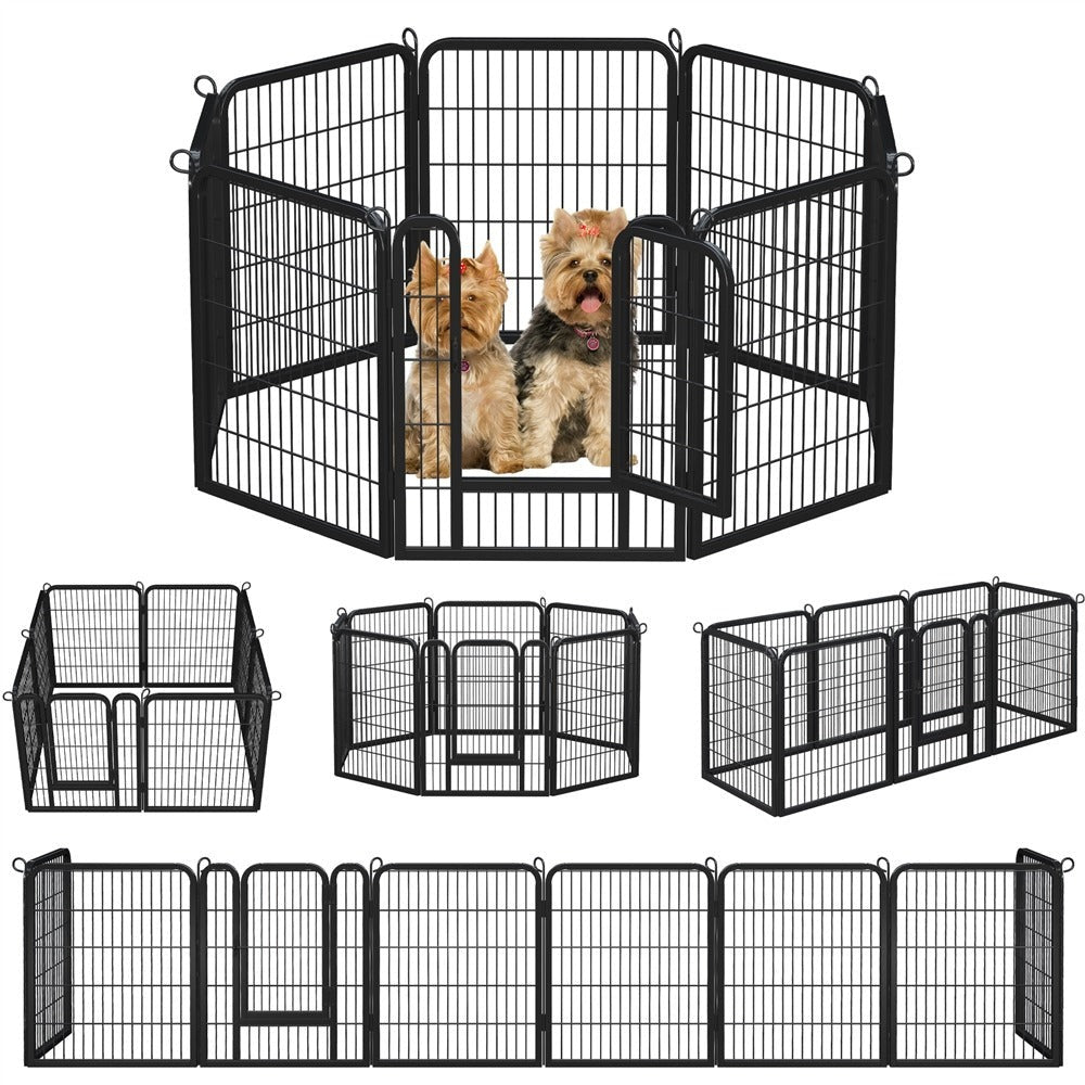 Corral para cachorros Costoffs de 65 cm de ancho x 80 cm de alto con paneles de malla, recinto plegable para perros con puerta y estacas de sujeción para uso en interiores y exteriores