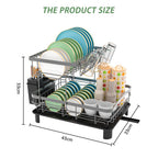 Estante de Platos de Doble Capa, Escurridor de Platos con Plato de Drenaje y Boquilla Giratoria, Estante de Platos con Organizador de Cubiertos y Portavasos - Regalo Perfecto para Mujeres, Esposa, Día de la Madre, Accesorio de Cocina