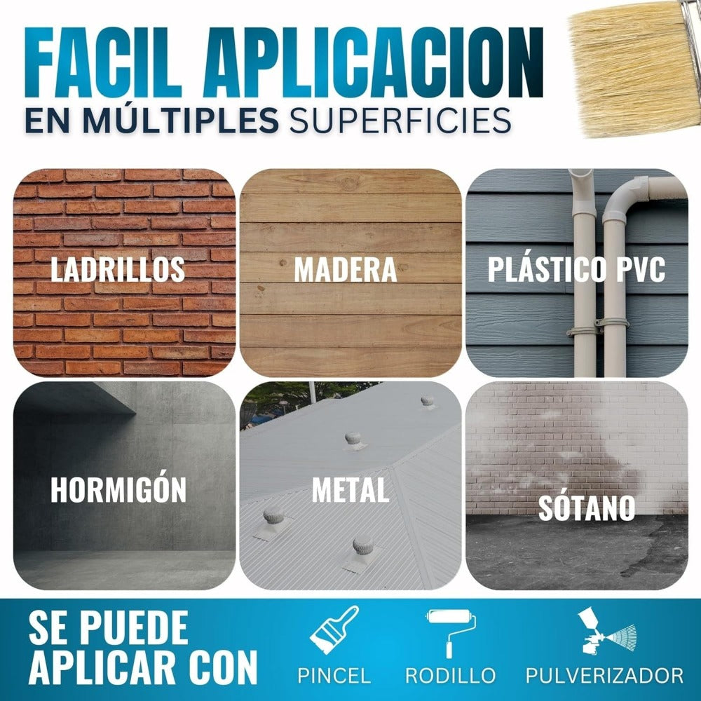 [Brocha de Regalo] Impermeabilizante Transparente con Poliuretano, Sellador Impermeable Fugas Agua, Revestimiento Impermeable Definitivo, Hidrofugante Invisible para Techos, Terrazas y Exteriores