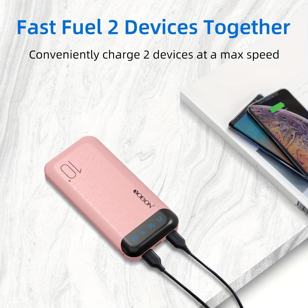 Paquete de 2 baterías externas, banco de poder de 22,5 vatios y 10000 mAh, cargador portátil con carga rápida LED, compatible con teléfonos inteligentes, tabletas, etc.