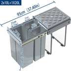 Basurero de Cocina Integrado con Rieles Telescópicos, Recogedor de Residuos Extensible para Bajo Mueble, Color Gris