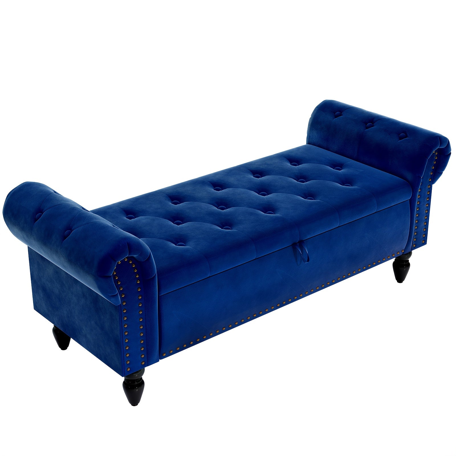 Banco de Almacenamiento, Caja de Almacenamiento de Terciopelo para la Cama con Tapa, Reposapiés con Patas de Madera Resistente, Capacidad de Carga de 168KG, Banco de Sofá para Dormitorio/Sala de Estar, 133X53X46Cm (Gris/Azul/Beige)
