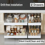 2 Paquetes de Cajones Extensibles para Gabinetes de Cocina, Juego de 2 Estantes Deslizantes de Almacenamiento, Cestas Extraíbles para Fregadero Sin Taladro, Estantes de Gabinete de Fácil Acceso, Adecuados para Baños y Lavanderías, Organizador de Almacenam