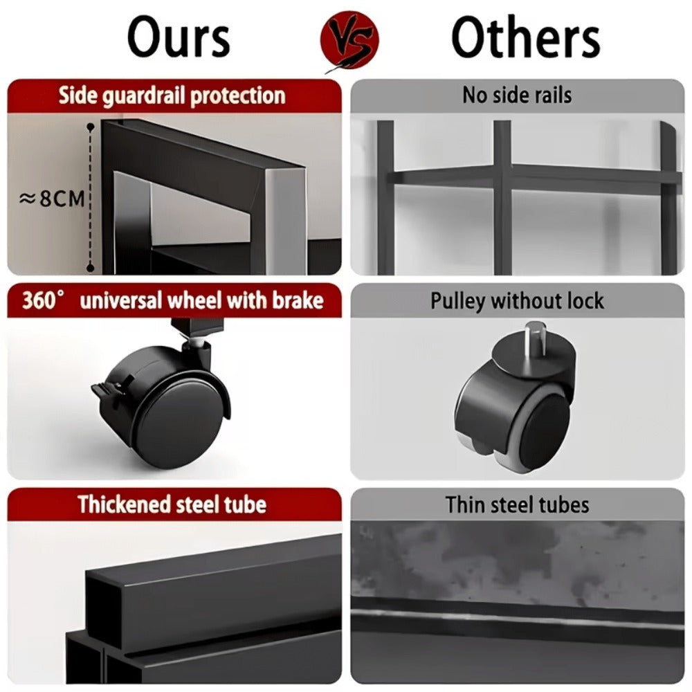 Estantes de cocina verticales ajustables, estantes abiertos de cuatro niveles con tres cestas de malla metálica, estantes de almacenamiento con poleas, estantes de organización de almacenamiento de cocina de gran capacidad, adecuados para cocinas, salas d