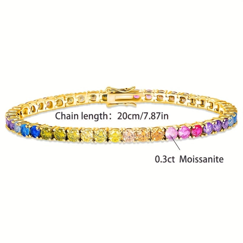 Pulsera de mujer lujosa y elegante de plata de ley 925 con piedras de morganita de colores. Un regalo perfecto para uso diario, Día de San Valentín, aniversario, cumpleaños y Navidad, presentada en una hermosa caja de regalo.