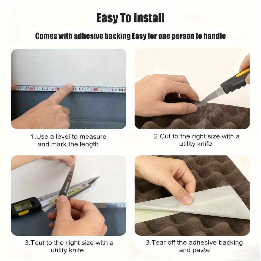 Espuma Acústica de 20 mm de Grosor, Panel de Pared Antiruido de Alta Densidad, Rollo Absorbente de Sonido, Tablero Antiruido, Material Especializado para Estudios de Grabación KTV, Aislante Acústico Autoadhesivo de Espuma Hueca