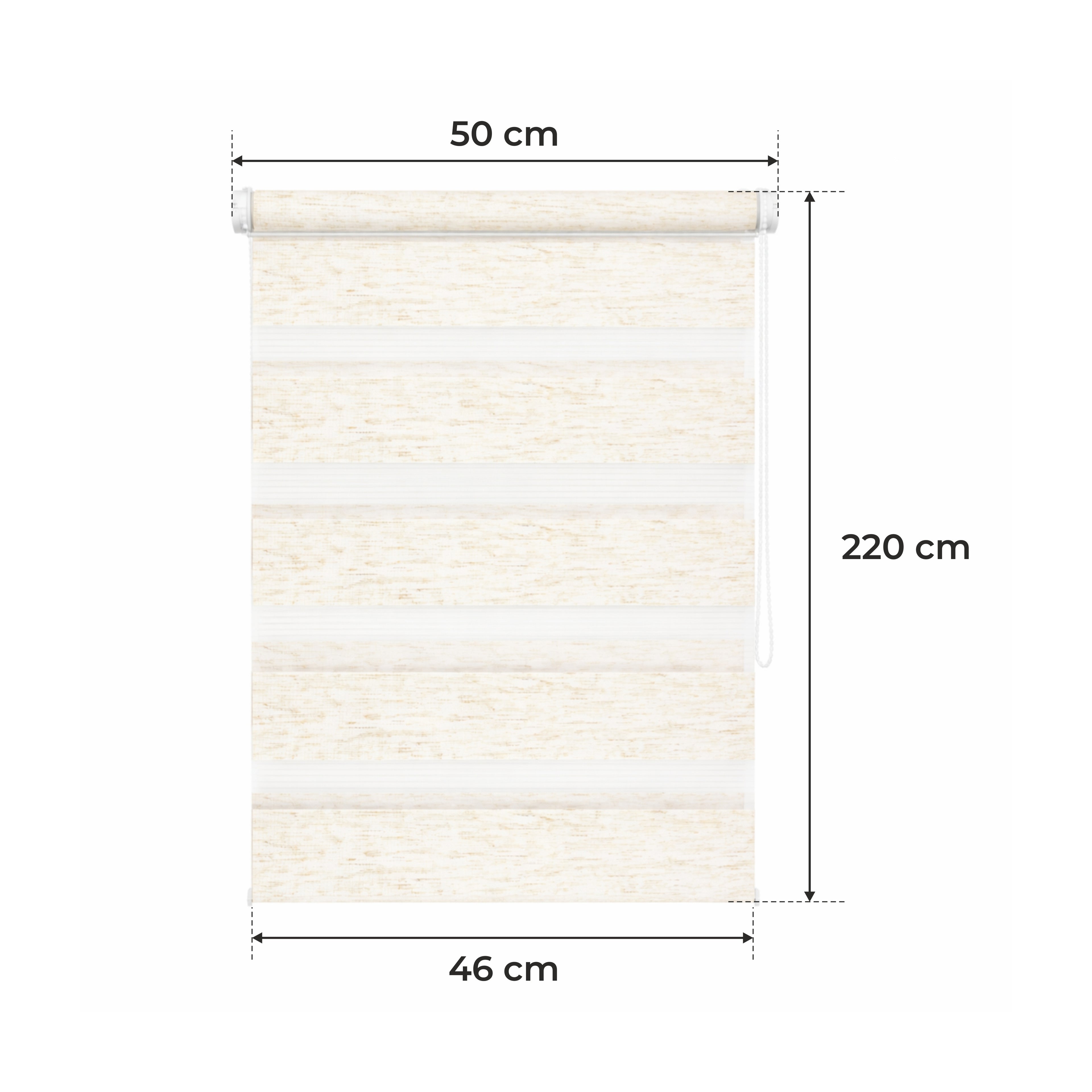 Persiana Día y Noche - Beige Melange - 32 Tamaños - BOJANEK Día y Noche - Instalación No Invasiva en Ventanas, Sin Necesidad de Taladrar, Ajuste por Cadena, Soportes Ajustables para Diferentes Grosos de Ventanas, Diseño Moderno, Protección de Luz y Privac