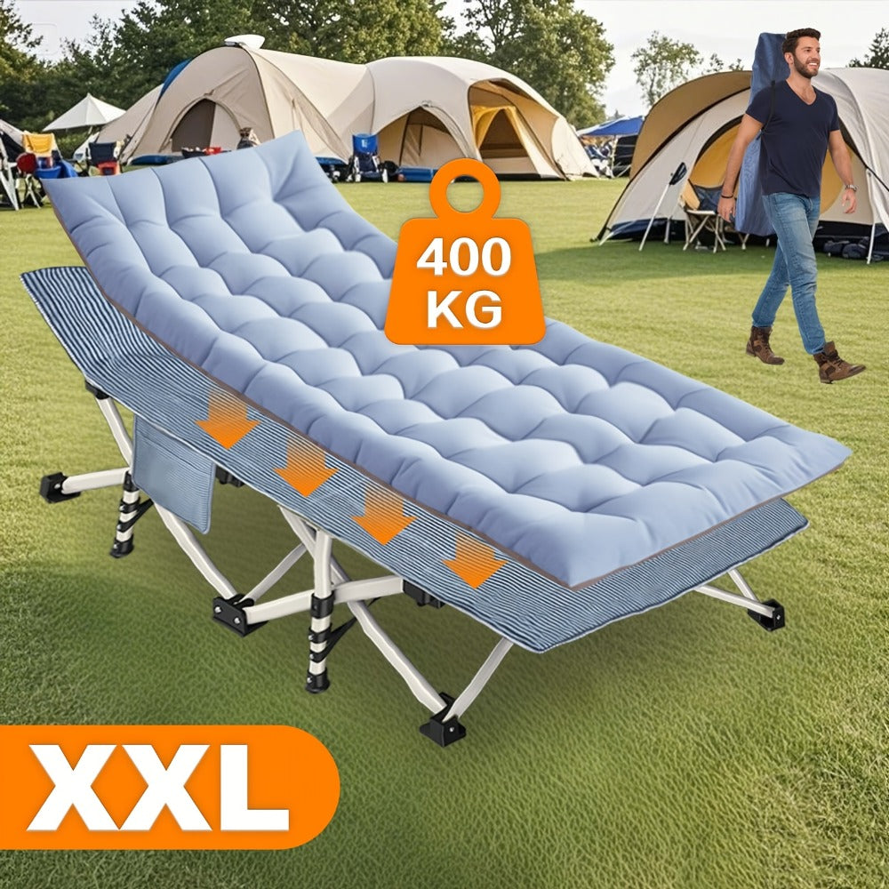 Cama de campaña plegable extragrande para adultos, con colchón grueso, 300 kg-400 kg, cama de exterior de alta resistencia con bolsa de transporte, cama portátil para viajes al aire libre, camping, playa, vacaciones