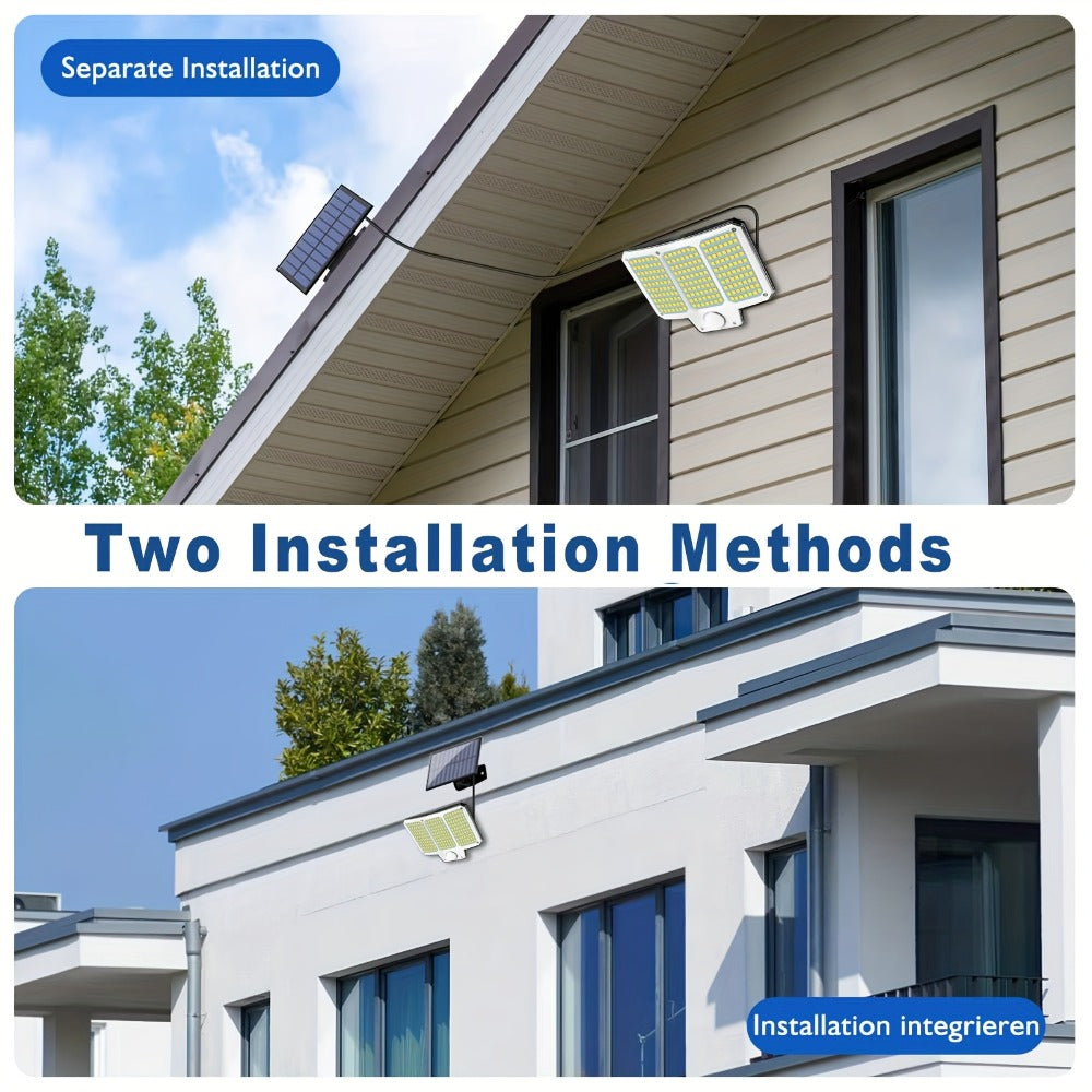 Luz solar exterior con sensor 2 piezas | Jardín patio garaje y seguridad