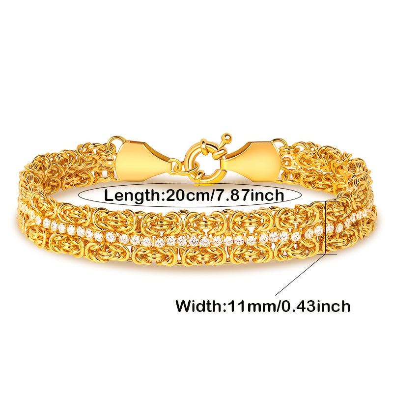 Pulsera de Plata 925 para Hombres, Doble Capa de Cuerda de Hierba con Incrustaciones de Circonita Cúbica Sintética 5A Brillante, Encanto de Moda y Lujo, Regalo Unisex para Hombres, Regalo de Boda, Regalo de Vacaciones, Regalo de Cumpleaños, Regalo de San
