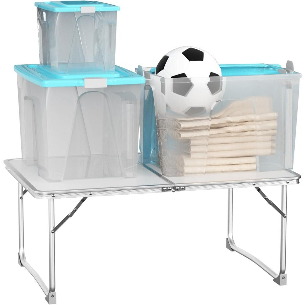 Mesa Plegable de Camping, Mesa de Picnic Ligera de Aluminio, Mesa Portátil para Laptop, Escritorio de Regazo, Ideal para Picnic/Camping o Desayunar, Leer, Ver Películas en la Cama/Sofá