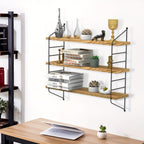 Estante Flotante de Pared, Unidad de 3 Niveles, Estantes Flotantes Rústicos para Cocina, Almacenamiento de Pared Ajustable, Estanterías Montadas en Pared para Libros, Plantas, Madera y Metal, Estantes de Exhibición para Sala, Dormitorio, Cocina, Estantes