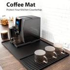 Alfombrilla de Café de Silicona 2 en 1 con Bordes Elevados y Diseño Antideslizante - Fácil de Limpiar, Duradera 59.94cm X 40.13cm para Máquinas de Café, Ideal para Uso en el Hogar y la Oficina, Accesorios para Barra de Café, Regalo Perfecto para Amantes d