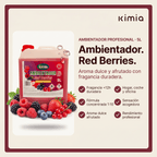 KIMIA - Ambientador de Hogar Red Berries 5L | Perfumador Cocentrado con Fragancia Duradera a Frutos Rojos | Para Cualquier Estancia de Casa, Coche y Oficina | Fórmula Concentrada | Ambiente Fresco y Perfumado