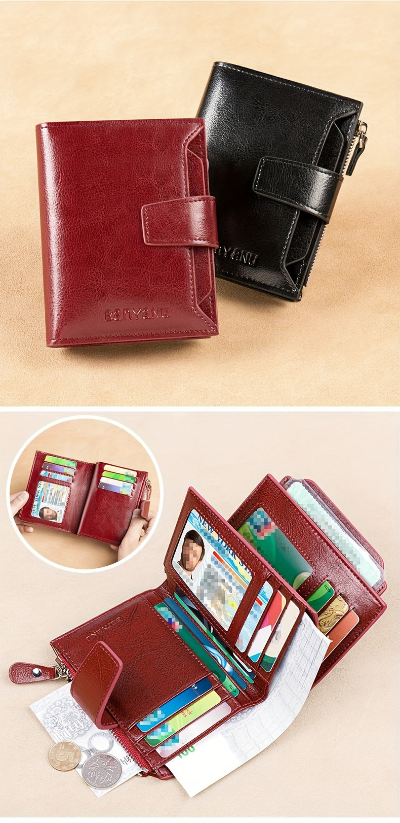Nuevo Monedero Corto para Mujer, Elegante y de Alta Gama, Cartera Plegable y Delgada de Moda para Mujeres