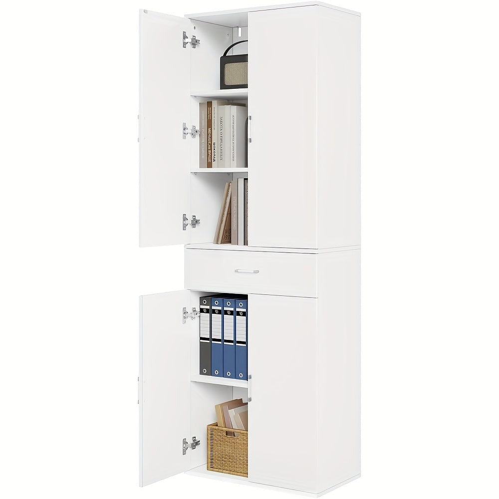 1pc Archivador Vertical, Gabinete con Puertas de Cajones, Gabinete de Almacenamiento Multifuncional, Gabinete de Oficina, Armario, Gabinete Alto, Blanco