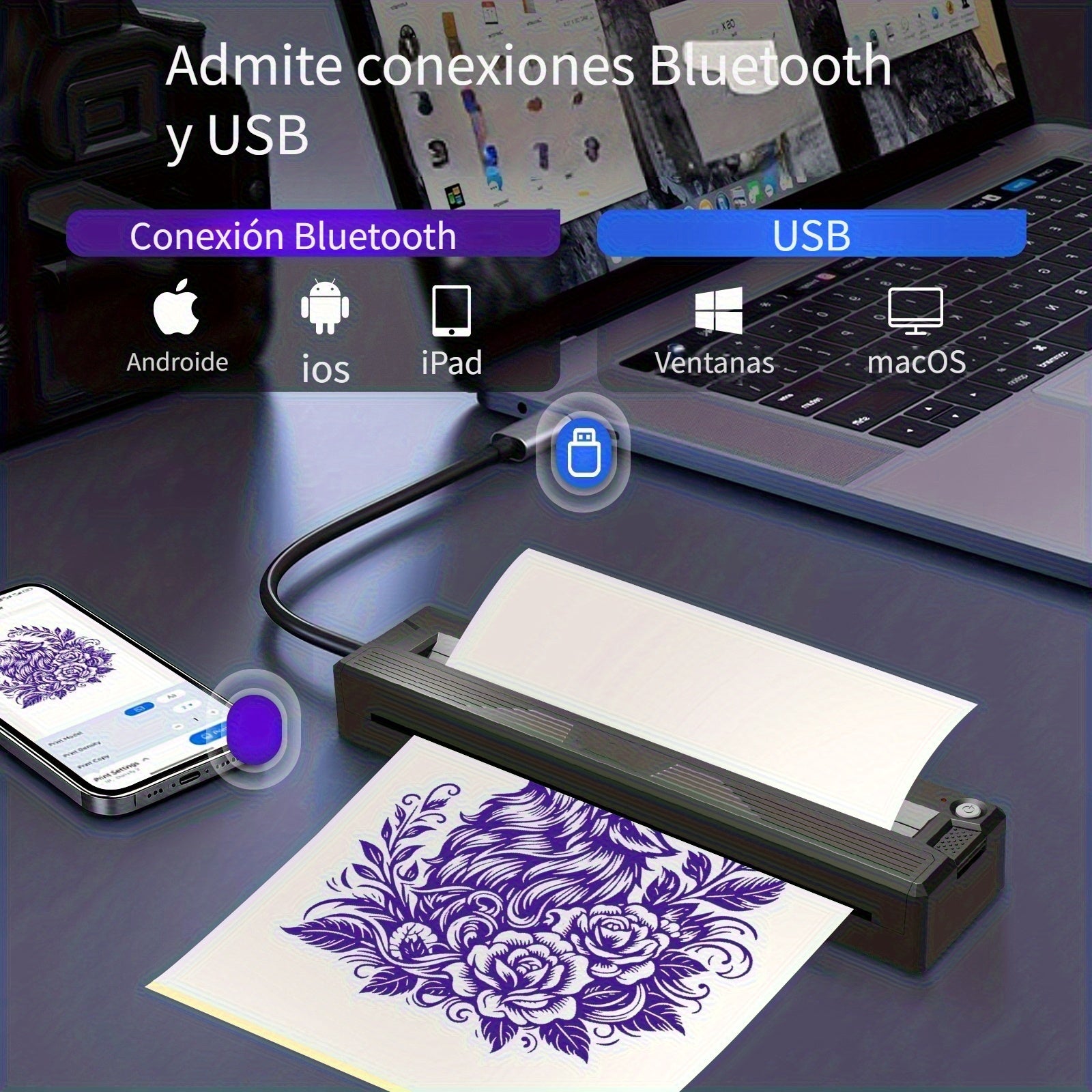 Impresora térmica inalámbrica para tatuajes para artistas y estudios profesionales