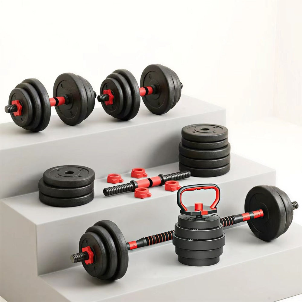 Juego de mancuernas ajustables 2 en 1 de 40 kg. Este juego multifuncional incluye discos para mancuernas, barra de conexión y barra para pesas rusas. Compatible con diversas barras de conexión, ideal para hombres y mujeres.，mancuernas pesadas