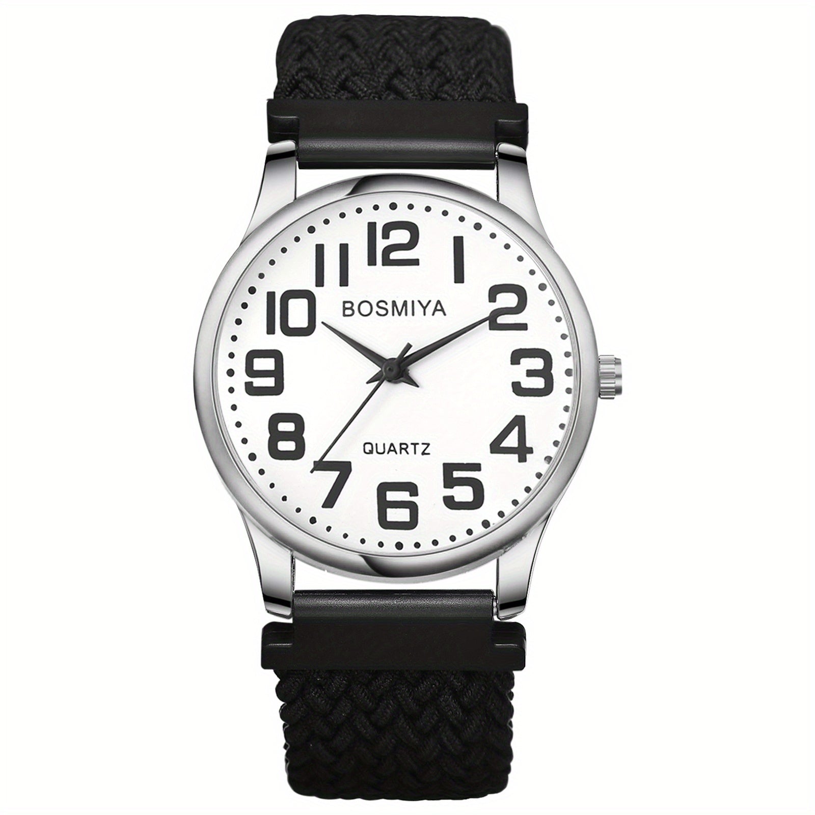 JewelryWe Reloj Elástico Trenzado para Mujer Hombre Simple Analógico de Cuarzo Pulsera Elástica Tejida Reloj Casual con Esfera de Números Grandes