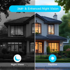 Cámara de seguridad LaxiHub Wifi para exterior con batería, resolución de video 3MP 1296P FHD, cámara CCTV con batería de 5200mAh para seguridad del hogar, detección de movimiento con IA, foco, visión nocturna a color, audio bidireccional