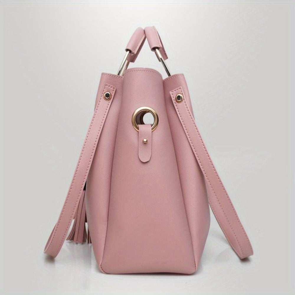 Conjunto de 3 bolsos de moda y versátiles para mujer con borlas de perlas, bolso tote de gran capacidad, bolso de mano exquisito y ligero, que satisface las necesidades del desplazamiento diario y los viajes, ideal para regalos de cumpleaños