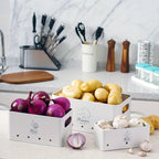 Juego de 3 Contenedores para Almacenar Patatas, Cebollas y Ajo | Conservador de Frescura de Alimentos a Prueba de Humedad y Brotes | Organizador de Cocina Ventilado de Grado Alimenticio | Cajas para Almacenar Verduras | Esencial para el Despensa del Hogar