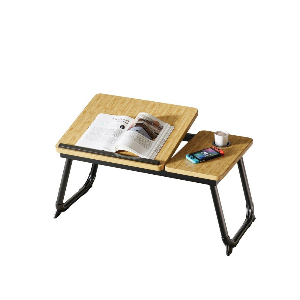 Mesa plegable para cama y sofá con altura ajustable de 5 niveles, bandeja con superficie ajustable y portavasos, mesa pequeña multifunción para ordenador, libros, trabajo y estudio en casa (56x32x25cm)