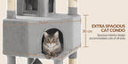 Árbol para gatos de 220 cm de varias capas con 3 casitas para gatos, 3 plataformas, 3 hamacas, 8 postes de sisal, 1 bola de pelo y 1 cuerda de sisal