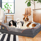 Cama ortopédica extragrande para perro, cama para mascotas de espuma de esponja, con funda lavable con cremallera, sofá tumbona para perros, para perros grandes y jumbo, regalo de juguete con chirrido, XL-3XL