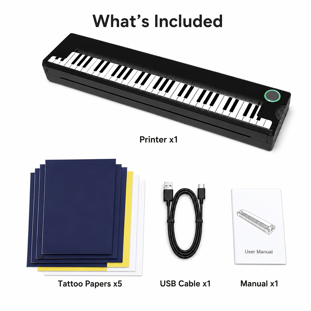 Impresora térmica | Impresora térmica portátil para tatuajes Peripage P90, adecuada para plantillas de tatuajes DIY con 5 hojas de papel de