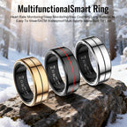 Anillo Inteligente GWENLANDFashion - Conexión Inalámbrica, Gestión de Fitness y Sueño, Capacidad de Batería 15mAh (Talla 8) / 18mAh (Talla 9-13), Fotografía de Ondas, Múltiples Modos Deportivos, Material de Acero Inoxidable - Ideal para la Vida Diaria, Fi