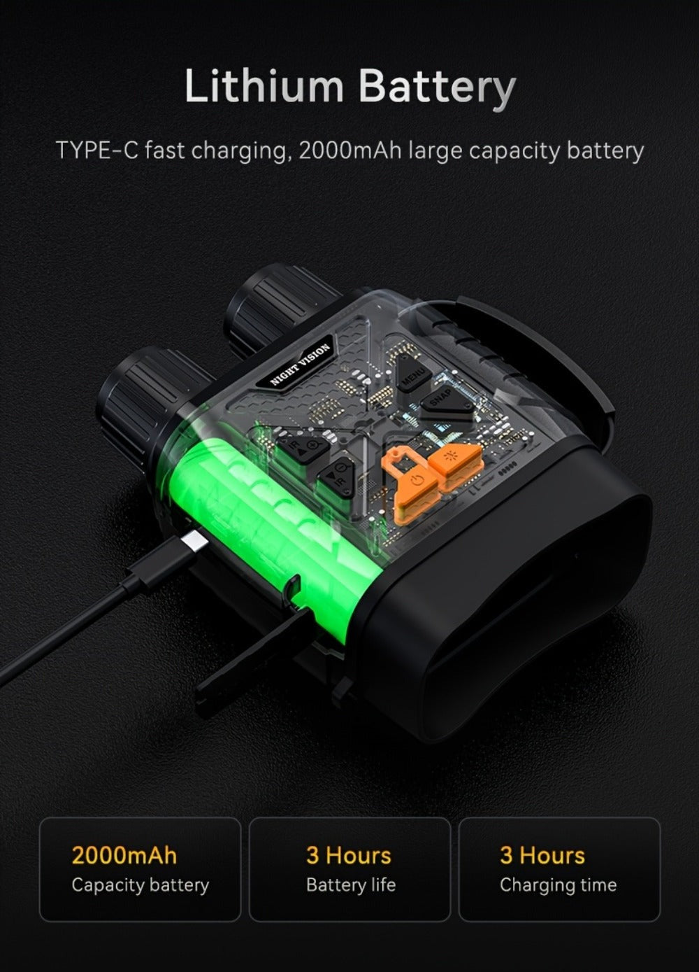 Binoculares Digitales de Visión Nocturna HD con Pantalla de 2.8" - 10x Digital, 800m de Uso Diurno y Nocturno en Completa Oscuridad, Alimentación por USB, Visor Infrarrojo de Visión Nocturna, Ajuste Infrarrojo de 7 Velocidades, para Caza, Exploración al A