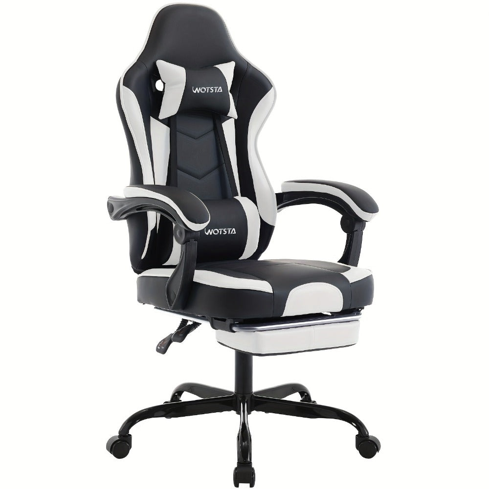 Silla Gaming, Silla para Ordenador, Silla Gaming Ergonómica con Pedales para Pies, Silla de Oficina, Silla Ergonómica para Ordenador con Soporte Lumbar, Silla Gaming de Altura Ajustable, Disponible en Negro