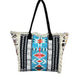 MEJORADA Bolso de playa grande con estampado bohemio, ideal para verano, con flecos de algodón, forro interior y bolsillos, 55×37×19 CM, tejido 100% poliéster