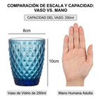 TRESV Set de 6 Vasos de Cristal 250ml | Diseño de Diamante Elegante | Aptos para Lavavajillas | Vidrio Sin Plomo para Agua y Refrescos