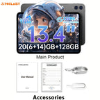 Tabletas Android | TECLAST T65 Tablet 13.4" Inch, Top Gaming 120Hz Tablet Unisoc T7280 Octa-Core 2.2GHz CPU, Android 16 Max 20GB(6+14/8+12) RAM