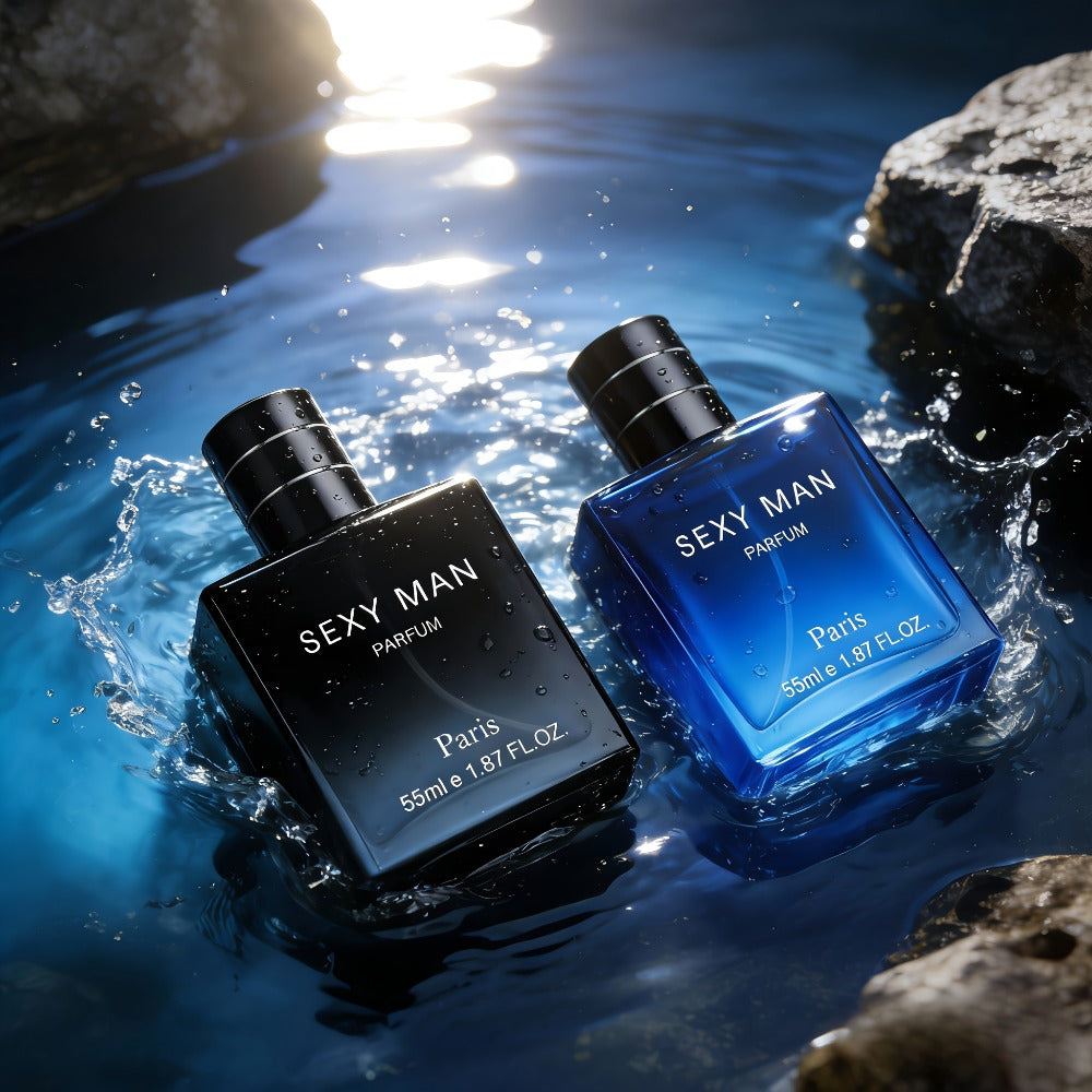 Set de Perfumes de 3 Opciones (Paquete de 2) (2 X 55 ml/1.8 oz) | Botellas con Degradado Negro/Azul | Aroma a Bergamota y Cuero | Perfecto para Inauguración de Casa y Uso Personal