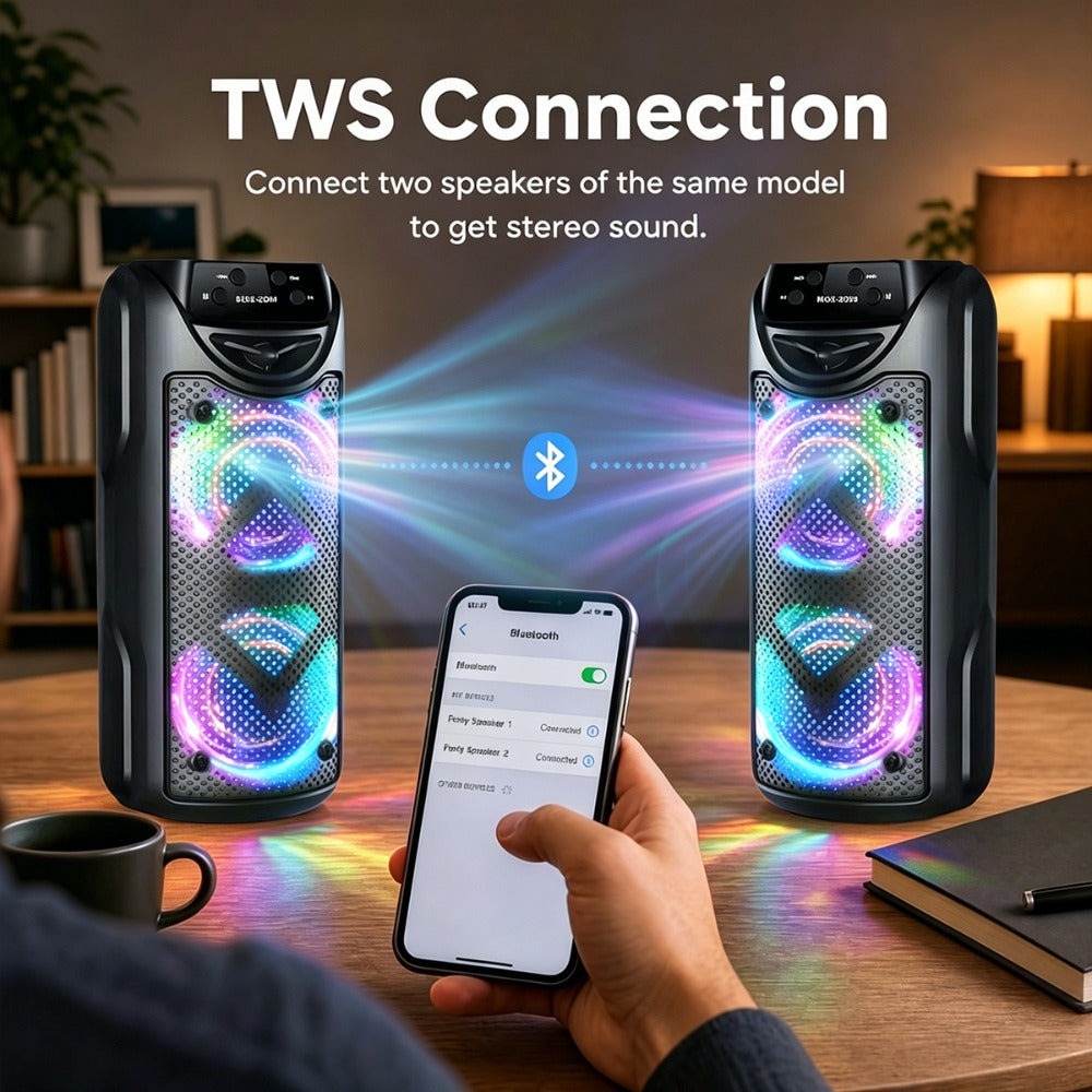 Altavoz Portátil de 8500W, Sonido Estéreo con Subwoofers Duales de 3 Pulgadas, Altavoz para Fiestas al Aire Libre, Soporte para Radio FM, Luces LED Coloridas, Compatible con TF/Radio FM/USB/Aux, Ideal para el Hogar, Fiestas, Viajes, Navidad