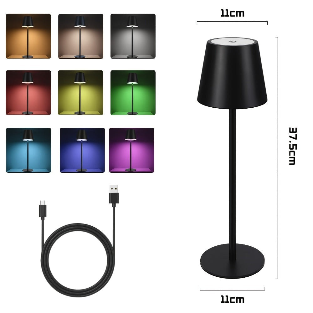2 Lámparas de Mesa LED Inalámbricas - Lámpara de Noche táctil regulable, Lámpara de Mesa Negra, Lámpara de Noche USB Recargable de Metal para Mesita de Noche y Escritorio (Paquete de 2)